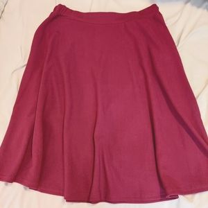 *LAST CHANCE* Afibi XL Women's A-line Stretch Waist Midi Skirt Burgundy Pockets